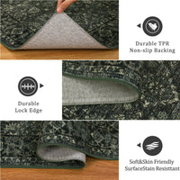 Garvee Vintage Boho Area Rugs Dark Green 4'x6' Washable Large Rugs Non-Slip Backing for Living Room Bedroom Dining Room Nursery Office Farmhouse Home Decor