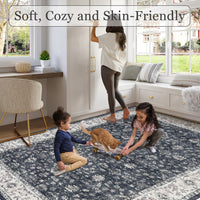 Garvee Vintage Boho Runner Rugs Black & Grey 2'x6' Washable Non-Slip Soft Pastel Carpet for Living Room Bedroom Dining Nursery Office