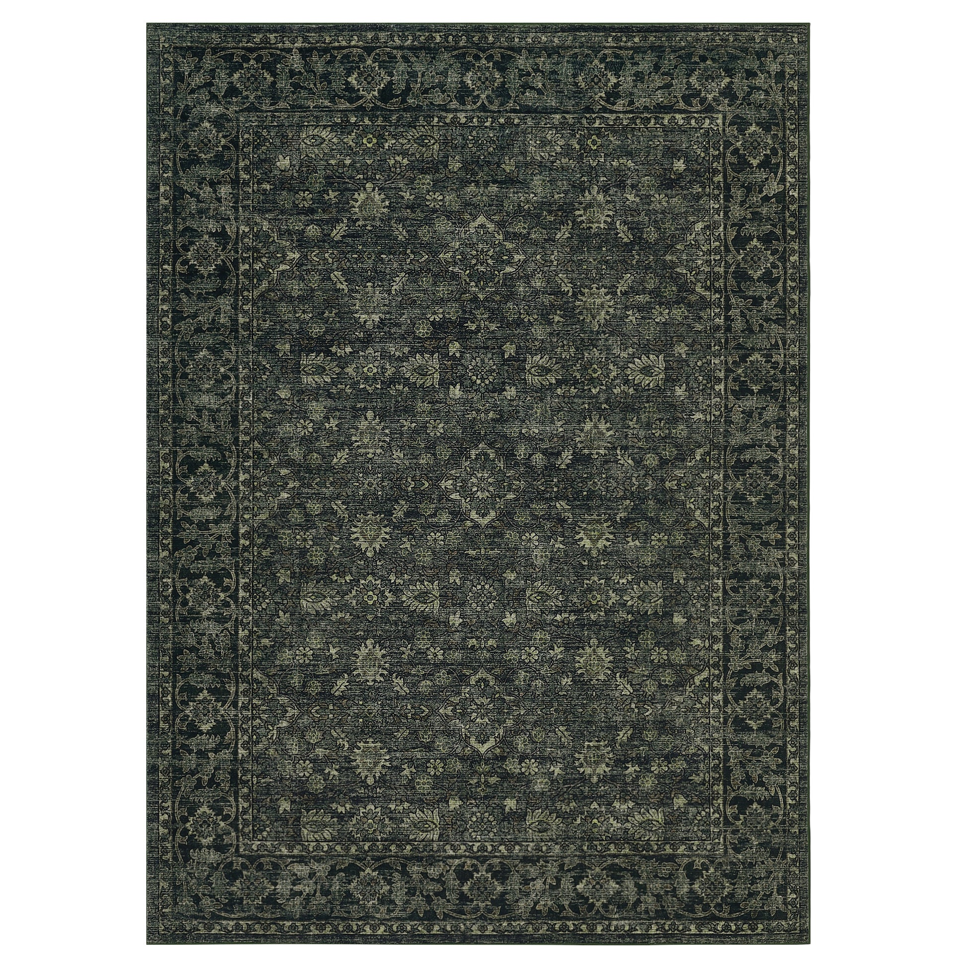 Garvee Vintage Boho Area Rugs Dark Green 4'x6' Washable Large Rugs Non-Slip Backing for Living Room Bedroom Dining Room Nursery Office Farmhouse Home Decor