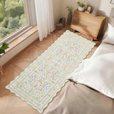 Garvee 2' × 6' Floral Washable Scalloped RunnerRug, Non Slip Low Pile Stain Resistant Soft Rug for Living Room Bedroom Dining Room, Beige - Beige