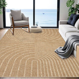 Garvee 6x9 Easy Jute Area Rug Washable Non-Slip Indoor Outdoor Carpet, Modern Rainbow Faux Jute Rug for Living Room, Dining Room & Farmhouse Decor, Natural Beige - Natural Beige