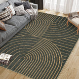 Garvee Modern Rainbow Easy Jute Area Rugs, Washable Contemporary Natural Indoor Outdoor Rug, Non Slip Floor Carpet for for Living Room Bedroom Nursery Office Farmhouse Patio Backyard RV - Black