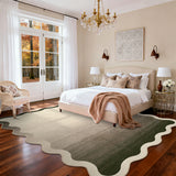 Garvee Modern Bedroom Rug 5x7 Washable Rug Scalloped Ombre Throw Carpet Non Slip Non-Shedding Low Pile Rugs Indoor Soft Contemporary Floor Mat for Living Room Nursery Kids Room Playroom Office Taupe - Taupe