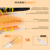 Garvee Heated Blanket King, Dual Control Faux Fur Electric Blanket with 4 Heat Settings, Soft Bubble Blanket with 8 Hour Auto-Off & Overheat Protection, for Gifts Home Couch or Bed, Dark Grey