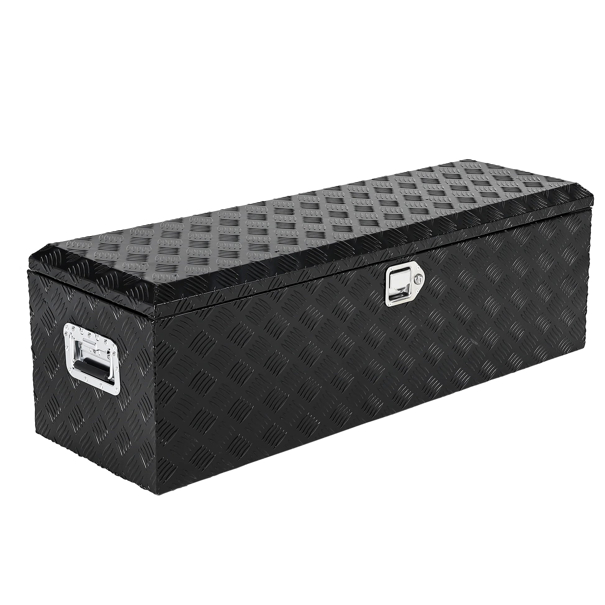 Garvee 48X15 Inch Truck Bed Tool Box - Heavy-Duty Aluminum Diamond Plate Storage Chest, Waterproof with Lock, for Trucks, Trailers, RVs, and Warehouses, Black