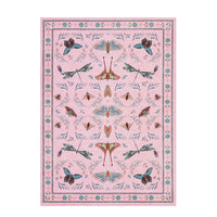 Garvee 6' x 9' Pink Botanical Butterfly Area Rug, Washable Non-Slip Ultra-Thin Soft Rug for Living Room, Bedroom & Nursery