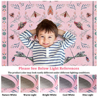 Garvee 2' x 8' Pink Botanical Insect Runner Rug, Washable Non-Slip Ultra-Thin Rug for Hallway, Kitchen & Entryway
