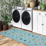 Garvee Insect Washable Soft Area Rugs for Living Room Bedroom Ultra-Thin Non Slip Dining Room Stain Resistant Rug Large Carpet for Office Nursery Bedroom - Blue