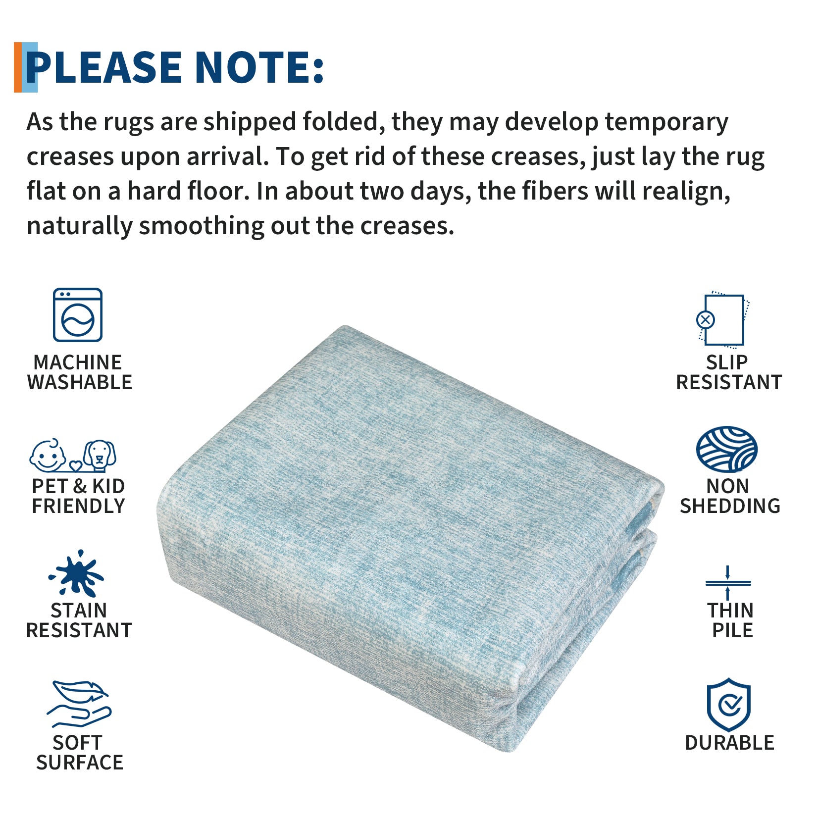 Garvee Large Area Rug 10x13 Washable Non Slip Modern Geometric Carpet Light Blue for Living Room Bedroom Dining Room