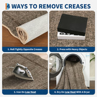 Garvee Large Area Rug 9x12 Scalloped Rug with Non Slip TPR Rubber Backing, Washable Neutral Carpet, Non Shedding Thin Floor Mats, Indoor Soft Low Pile Foldable Mat for Open Spaces Office, Dark Brown