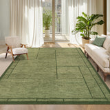 Garvee Washable Geometric Area Rug - Modern Patchwork, Soft Low Pile, Non-Slip, Spot Resistant Collapsible Carpet for Living Room, Bedroom, Dining Room - Green