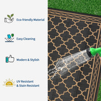 Garvee Large 10x20 Patio Outdoor Rug Reversible Waterproof Plastic Straw Mat for RV Camping Deck Backyard Balcony Black/Brown