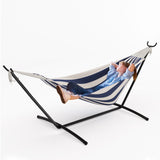 Garvee Navy & White Stripe Double Hammock with Collapsible Steel Stand, 450 lbs 2-Person Portable Hammock with Storage Bag for Backyard, Patio, Camping & Beach - Navy & White Stripe