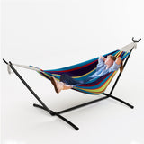 Garvee Multicolor Stripe Double Hammock with Collapsible Steel Stand, 450 lbs 2-Person Portable Hammock with Storage Bag for Backyard, Patio, Camping & Beach - Multicolor Stripe