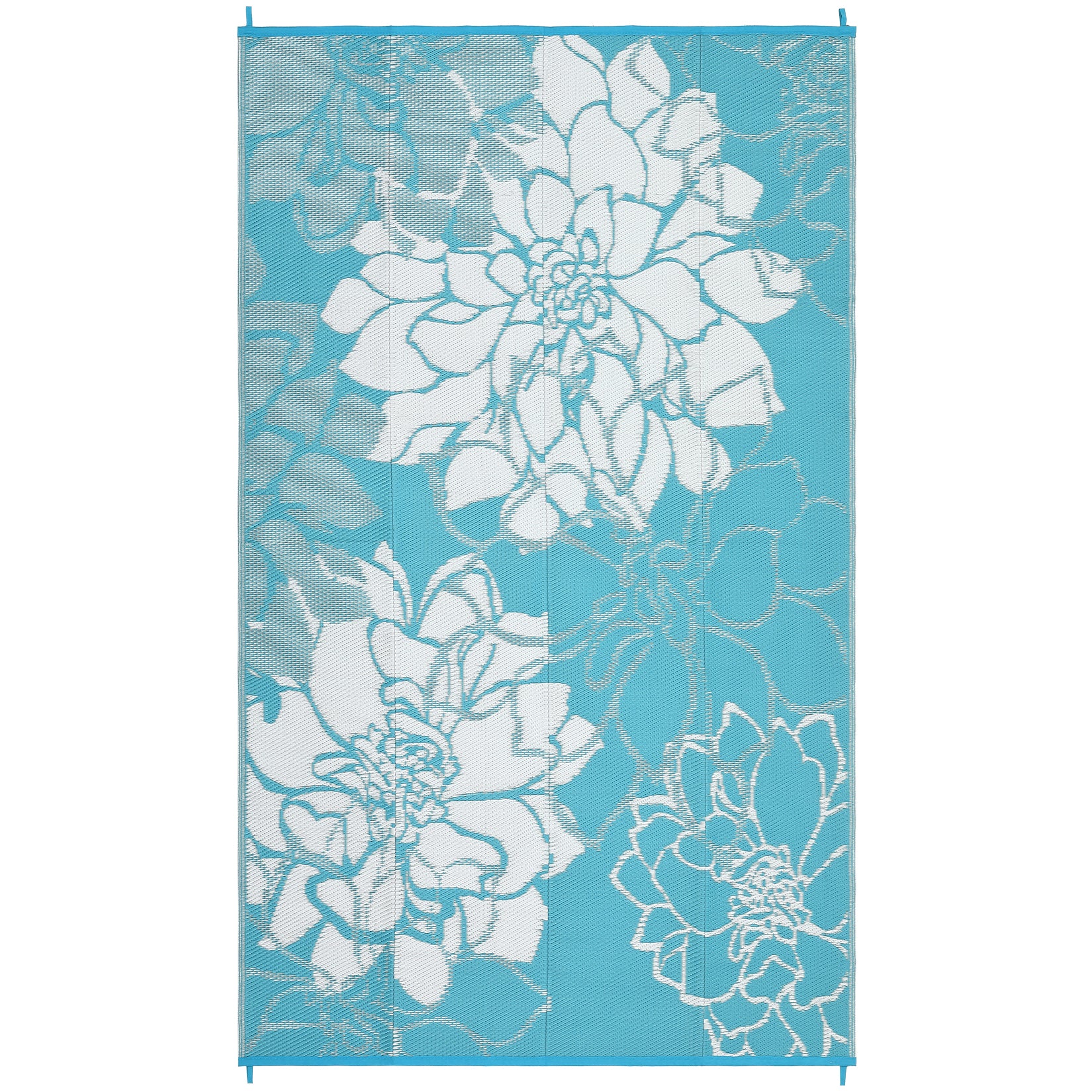 Garvee Large Outdoor Rug 9x18 Waterproof Reversible Floral Design Plastic Straw Foldable UV Resistant with Stakes for Patio Deck