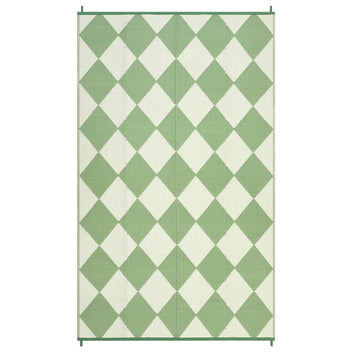 Garvee Outdoor Plastic Straw Rug 8x10 Reversible Waterproof Patio Rug Green Diamond for Camping Picnic Beach