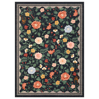 Garvee Floral 5x7 Black Rugs Non-Slip Machine Washable Area Rugs for Living Room Girls Bedroom Dining Room Office Playroom Decor