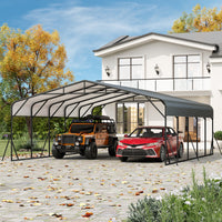 Garvee 20'×25' Heavy Duty Metal Carport, Galvanized Steel Roof Outdoor Car Shelter for SUV, Truck & Boat, Gray