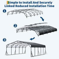 Garvee 20'×25' Heavy Duty Metal Carport, Galvanized Steel Roof Outdoor Car Shelter for SUV, Truck & Boat, Gray