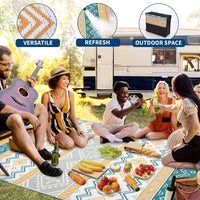 Garvee Outdoor Area Rug Waterproof Plastic Straw Rug, Boho Reversible RV Mat, Stain-Resistant Indoor Outdoor Carpet for Picnic, Deck, Balcony, Beach, Patio
