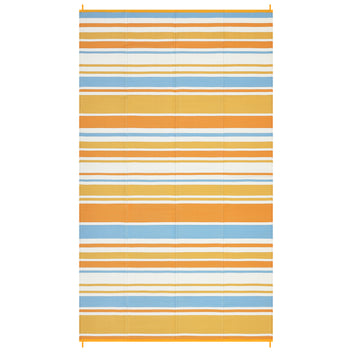 Garvee 9x18 Outdoor Rug Geometric Reversible Plastic Straw Rug UV Resistant Portable Large Camping Beach Porch Deck Orange Yellow Blue White