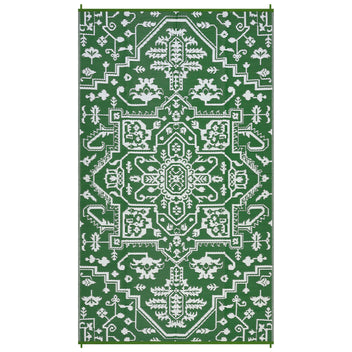 Garvee 9x18 Outdoor Rug Plastic Straw Patio Rug Waterproof UV Resistant Backyard Porch Deck Green White