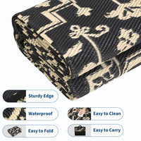 Garvee 9x18 Outdoor Rug Plastic Straw Patio Rug Waterproof UV Resistant Backyard Porch Deck Black Coffee