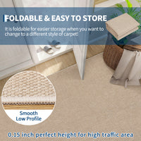 Garvee Washable Runner Rug 2x6 Sand Beige Non Slip Thin Foldable Runner for Entryway Kitchen Bathroom