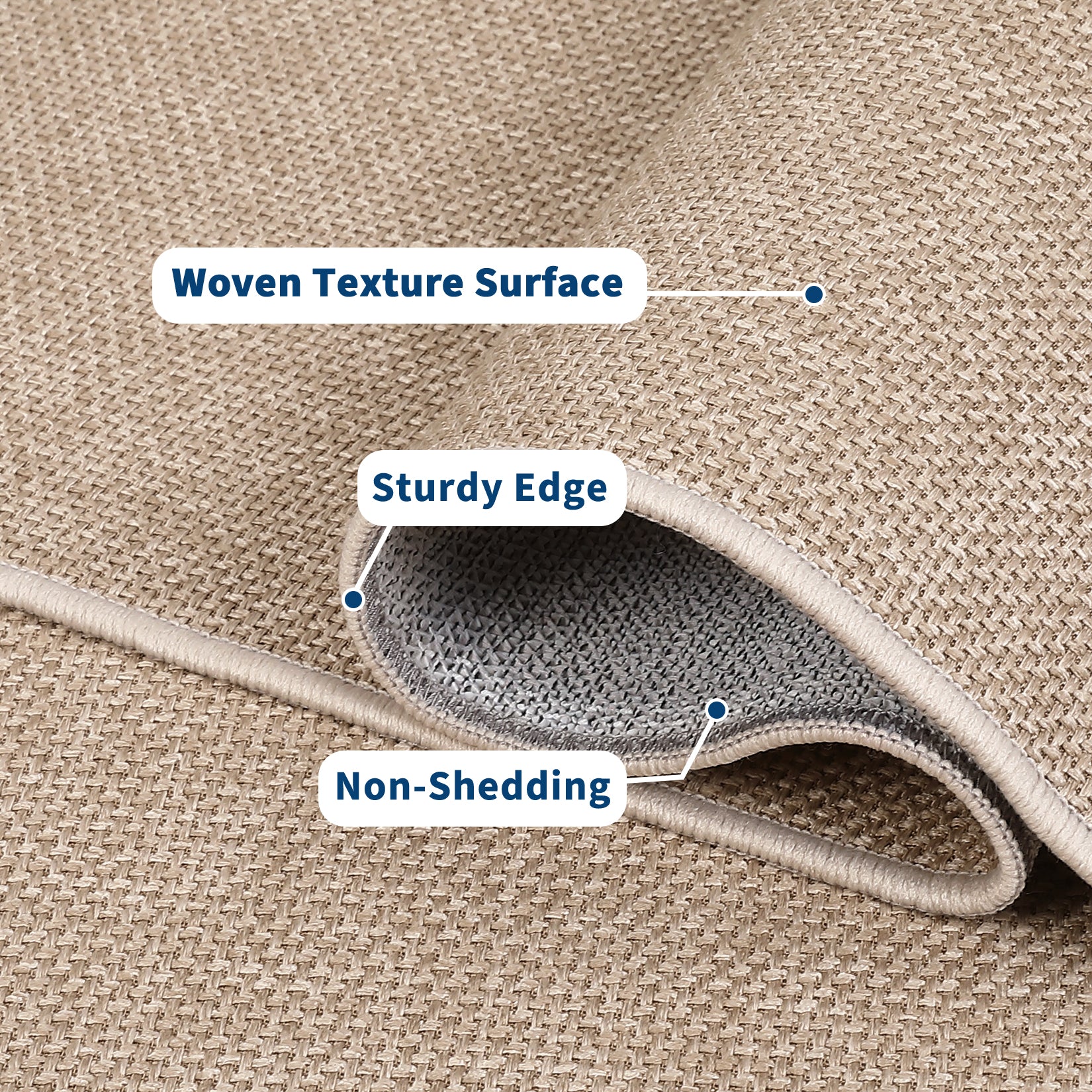 Garvee Washable Runner Rug 2x6 Sand Beige Non Slip Thin Foldable Runner for Entryway Kitchen Bathroom