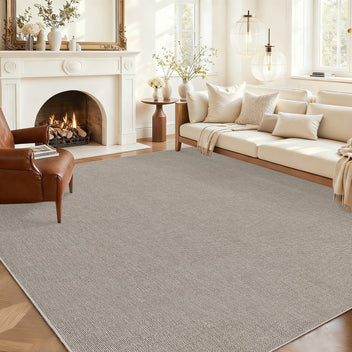 Garvee Large Area Rug 10x13 Washable Non Slip Woven Textured Carpet Ultra-Thin Tan for Living Room Bedroom Office