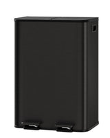 Garvee 2 x 8 Gallon Stainless Steel Double Trash Can Step-on Metal Garbage Cans with Lid for Kitchen, Black - Black