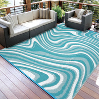 Garvee Large Modern Outdoor Rug 9' x 12' Waterproof Reversible Polypropylene Durable UV-Resistant Lightweight Patio Deck Camping