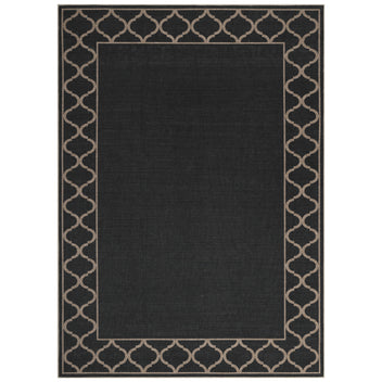 Garvee Black Coffee Washable Linen-Like Area Rug 5' × 7', Non Slip Low Pile Boho Geometric Indoor Outdoor Rug for Living Room Bedroom Patio