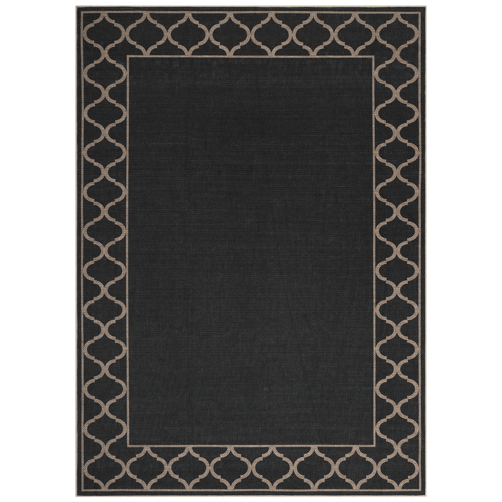 Garvee Black Coffee Washable Linen-Like Area Rug 5' × 7', Non Slip Low Pile Boho Geometric Indoor Outdoor Rug for Living Room Bedroom Patio