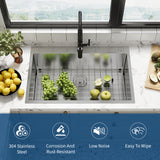 Garvee 22 Inch Undermount Kitchen Sink Stainless Steel Single Bowl With Basket Strainer And Drying Rack For Kitchen Bar Prep 22"x18"x9" - Brushed