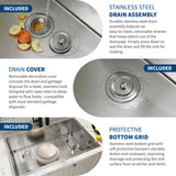 Garvee 27 Inch Undermount Kitchen Sink Stainless Steel Single Bowl with Basket Strainer and Drying Rack for Kitchen Bar Prep Areas 27"x18"x9" - Brushed