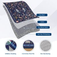 Garvee Floral Runner Rug 2x6 Washable Peacock Print Soft Non-Slip Low Pile Blue Accent Carpet for Entryway Bedside Kitchen Nursery