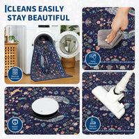 Garvee Floral Runner Rug 2x6 Washable Peacock Print Soft Non-Slip Low Pile Blue Accent Carpet for Entryway Bedside Kitchen Nursery