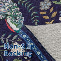 Garvee Floral Runner Rug 2x6 Washable Peacock Print Soft Non-Slip Low Pile Blue Accent Carpet for Entryway Bedside Kitchen Nursery