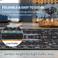 Garvee Extra Large Area Rug 10x13 Washable Non Slip Floral Peacock Printed Rug Indoor Soft Floor Cover Black