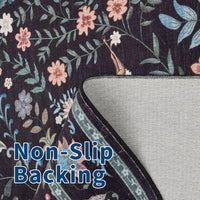 Garvee Extra Large Area Rug 10x13 Washable Non Slip Floral Peacock Printed Rug Indoor Soft Floor Cover Black