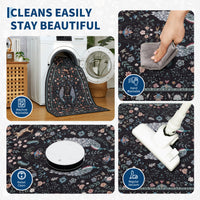 Garvee Extra Large Area Rug 10x13 Washable Non Slip Floral Peacock Printed Rug Indoor Soft Floor Cover Black
