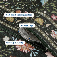 Garvee 5x7 Washable Area Rug, Non-Slip Floral Animal Print Rug with Peacock & Deer, Soft Low Pile Stain-Resistant Carpet for Living Room, Bedroom & Dining Room, Green
