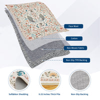 Garvee Floral Runner Rug 2x6 Washable Peacock Print Soft Non-Slip Low Pile Thin Carpet Beige for Hallway Kitchen Nursery