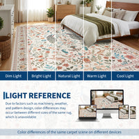 Garvee Floral Runner Rug 2x6 Washable Peacock Print Soft Non-Slip Low Pile Thin Carpet Beige for Hallway Kitchen Nursery