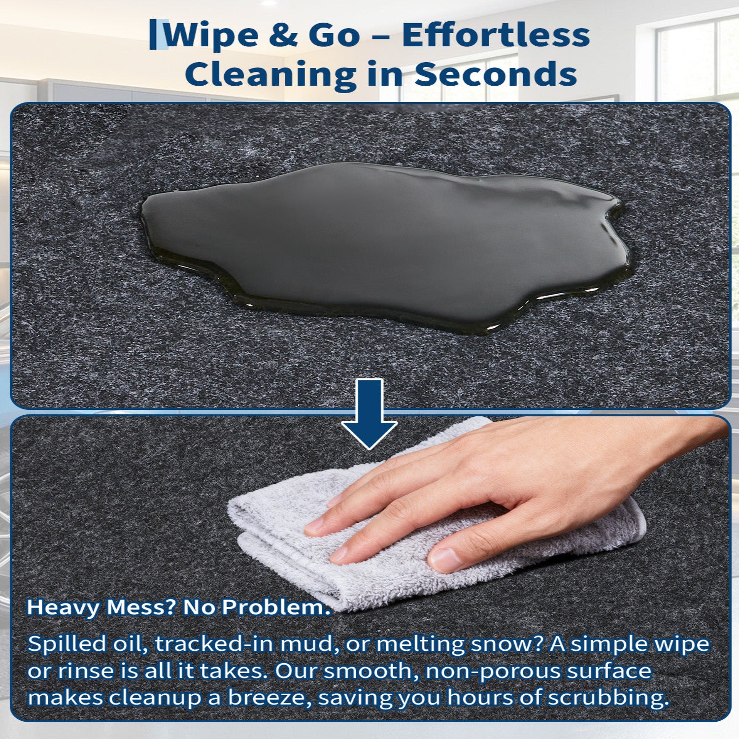 Garvee Garage Mats Oversize Garage Floor Paking Mat for Under Car, 8.8 x 22 Ft Non-Slip Gray Garage Flooring Carpets, Absorbent Oil Garage Parking Mat, Waterproof Mats