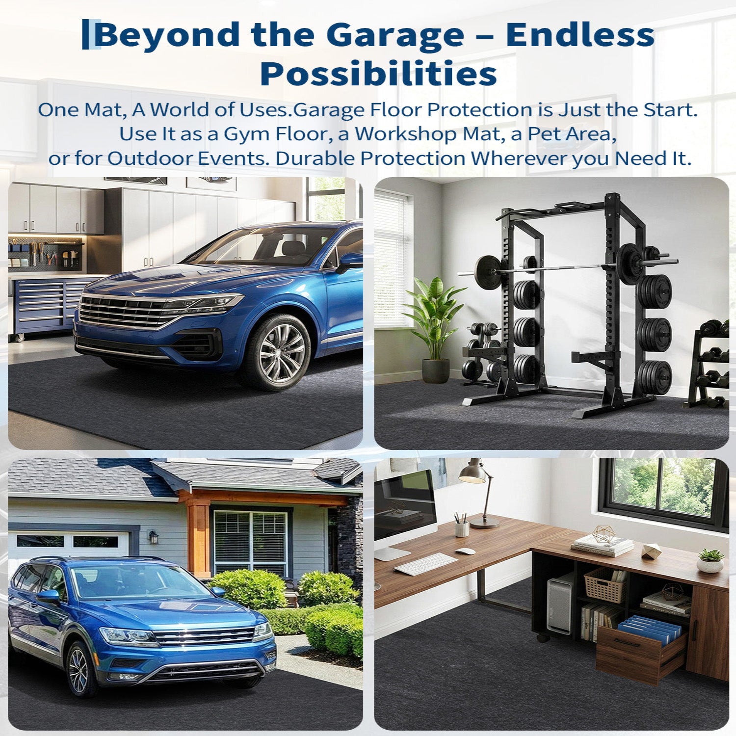 Garvee Garage Mats Oversize Garage Floor Paking Mat for Under Car, 7'4" × 20' Non-Slip Gray Garage Flooring Carpets, Absorbent Oil Garage Parking Mat, Waterproof Mats