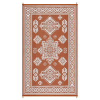 Garvee Waterproof Outdoor Rug 8x10 Reversible Plastic Straw Patio Rug Stain-Resistant Vintage Medallion Carpet Foldable Indoor Outdoor Rugs for Picnic, Backyard, Rv, Beach, Deck, Camper, Balcony, Terracotta