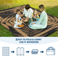 Garvee Modern Outdoor Black Brown Plastic Rug - Heavy Duty, Waterproof, Reversible Mat for Patio, Garden, Poolside, Deck, Backyard - Easy Clean, UV Resistant, 9x18ft