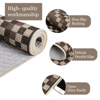 Garvee 6' x 9' Geometric Indoor Outdoor Rug, Washable Easy Jute-Style Linen-Look Reversible Non-Slip Rug for Living Room & Dining Room, Brown